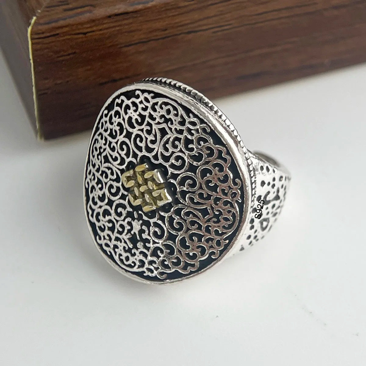 925 Sterling Silver Bold Adjustable Pattern Ring