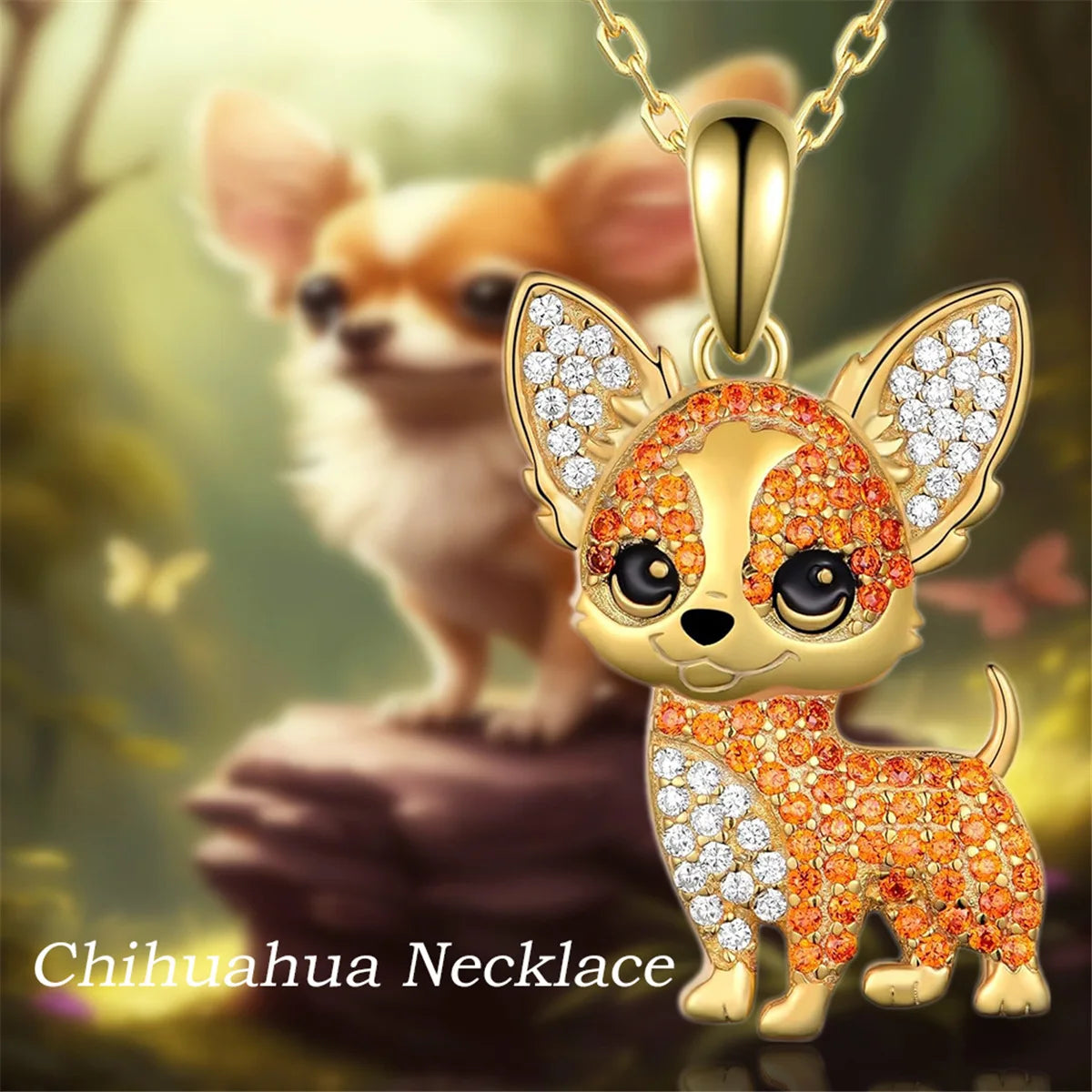Collection of Dog Pendant Necklaces in Zinc Alloy with CZ Stones - Choose Your Favorite Breed