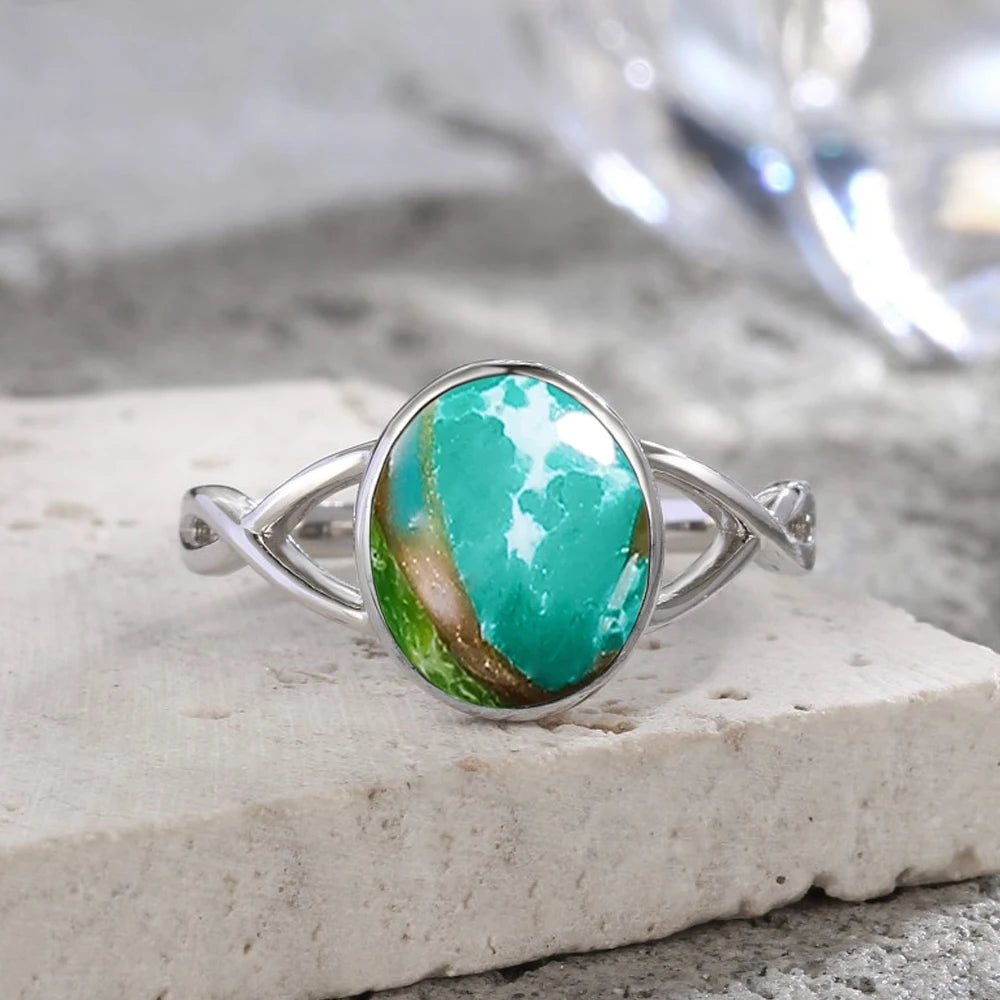 925 Sterling Silver Ring Natural 8-10mm Moonstone Ring