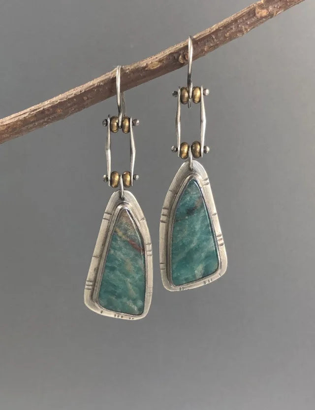 Selection of Very Unusual Boho Stone Asymmetric Dangle Alloy Earrings