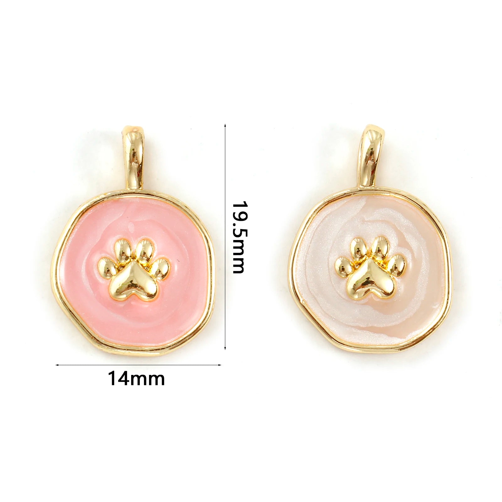 18K Gold Plated Copper Circle Paw Print Charm Pendant - Small & Feminine