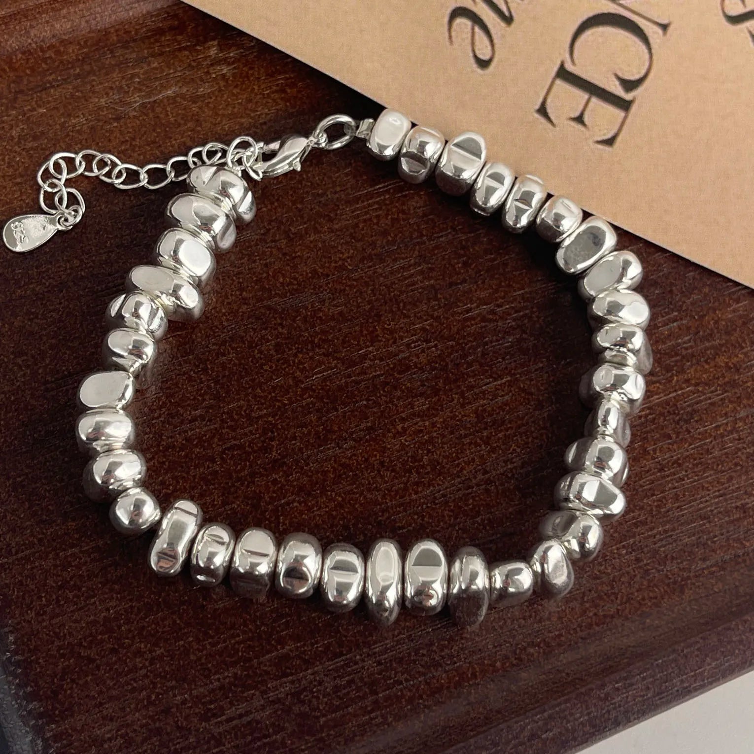 925 Sterling Silver Uneven Bead Bracelet