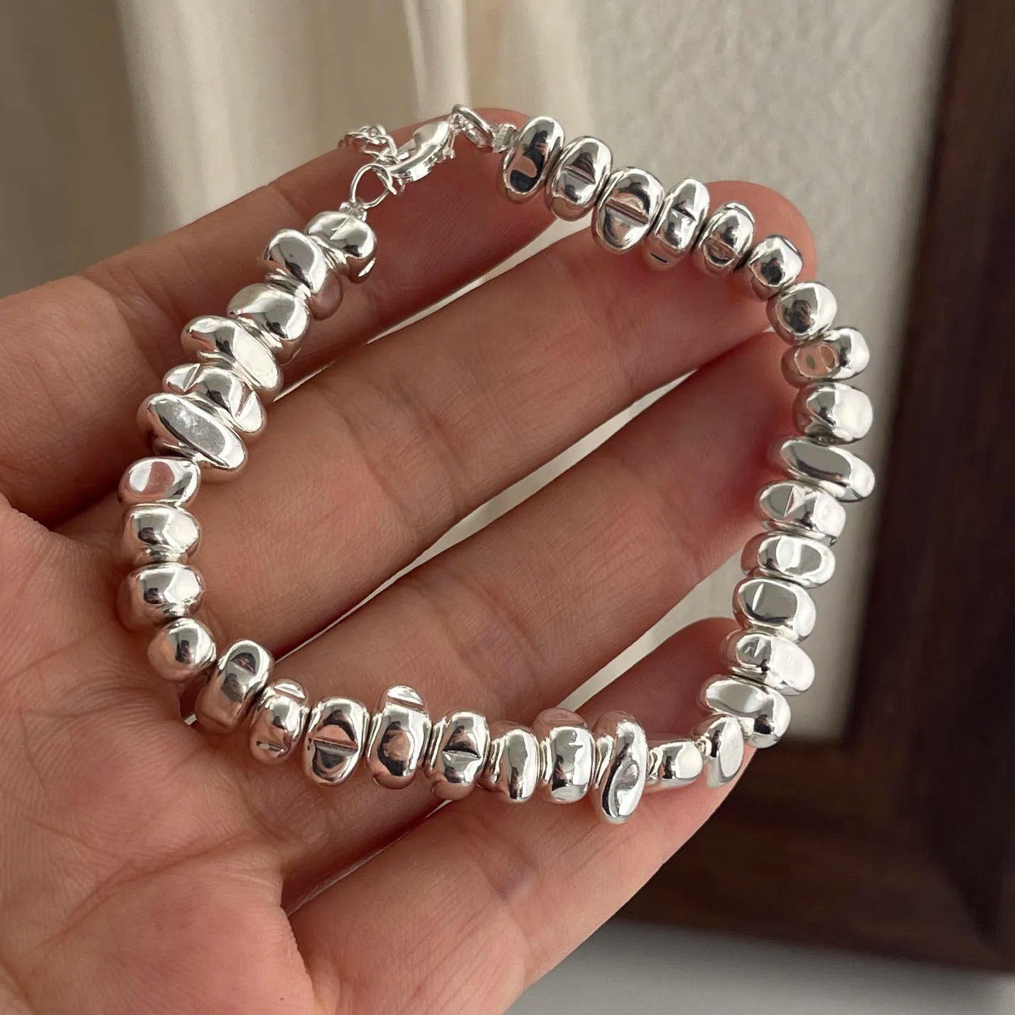 925 Sterling Silver Uneven Bead Bracelet