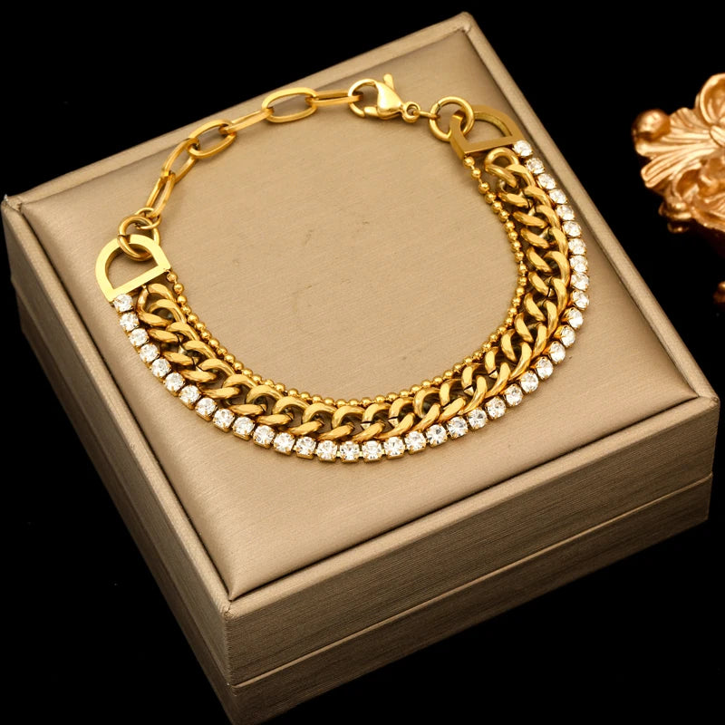 Choice of 18K Gold Plated Stainless Steel Thick Cuban Chain Bracelets - Bold, Statement