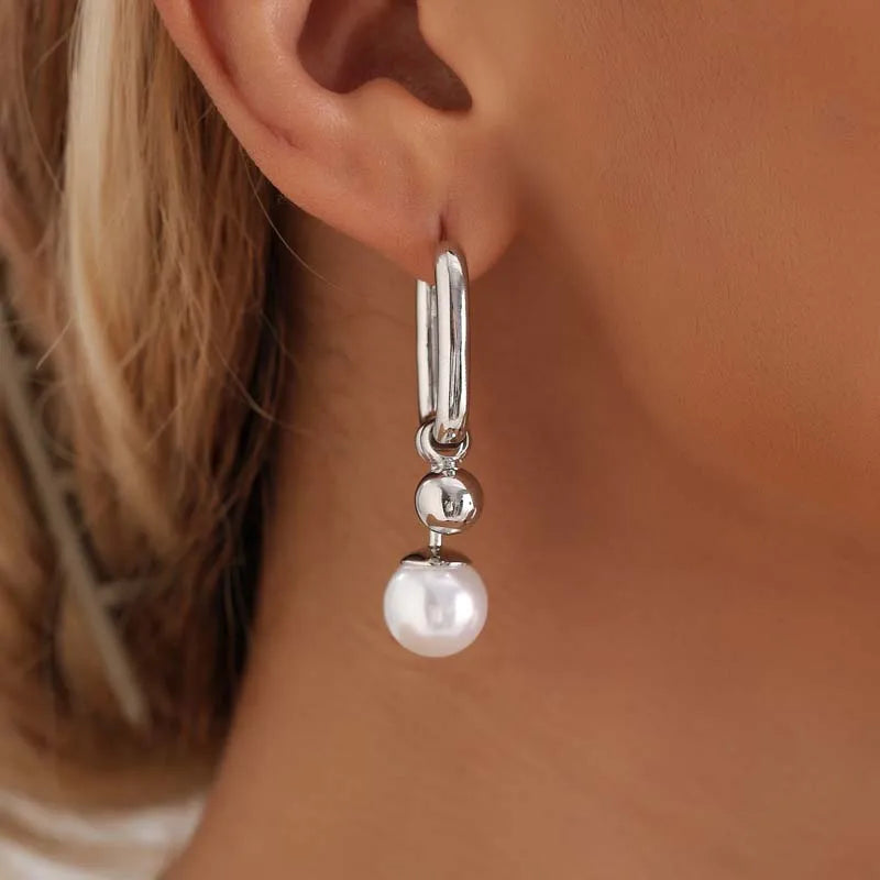 Choice of Asymmetric Zinc Alloy Earrings with Faux Pearls or CZ Stones