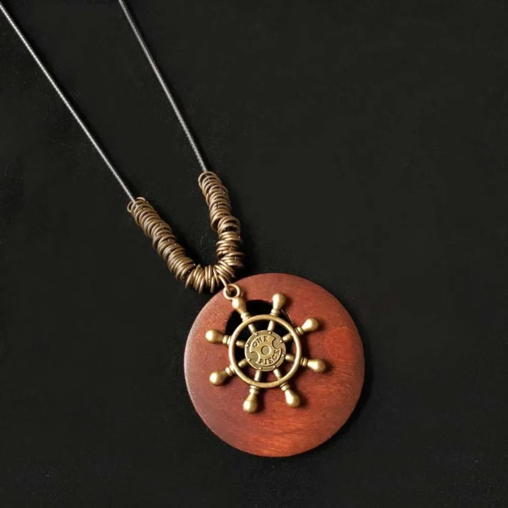 Retro Wooden Pendant Aluminum Alloy Chain Necklace Selection