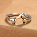Silver Plated Copper Dachshund Sausage Dog Adjustable Ring