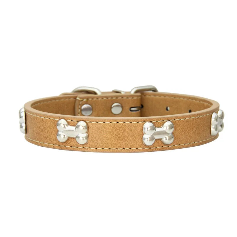 Bone Leather Durable Pet Dog Collar