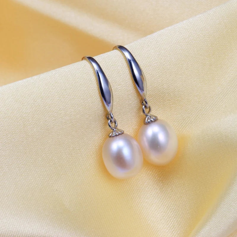 925 Sterling Silver Natural Pearl Earrings