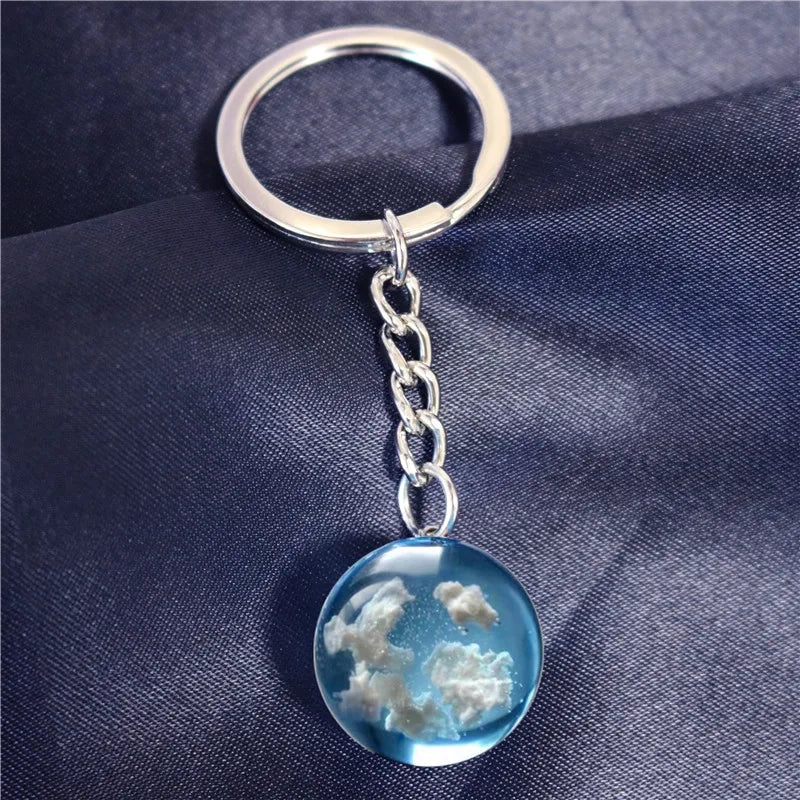 Transparent Resin Ball with Clouds Pendant Necklace in Zinc Alloy - More Styles: Half Moon, Bird