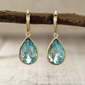 Ocean Blue CZ Cooper Drop Earrings