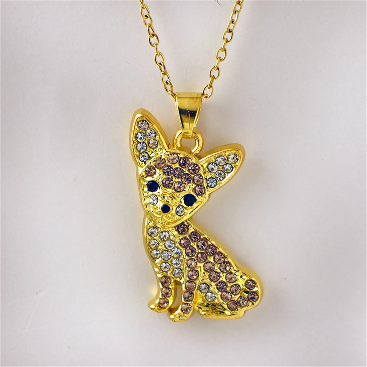Collection of CZ Stone Dog Pendant Necklaces MANY BREEDS in Gold/Silver Tone Alloy - Choose Your Breed