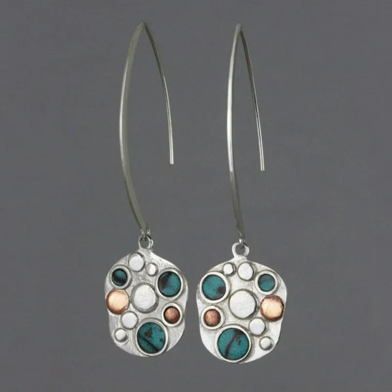 Gold Plated Bohemian Drop Dangle Earrings - Semi Precious Stones, Copper Alloy Setting, Multicolor