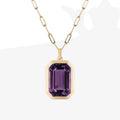 Stainless Steel Square Rock Zircon Pendant Paper Clip Chain Necklace