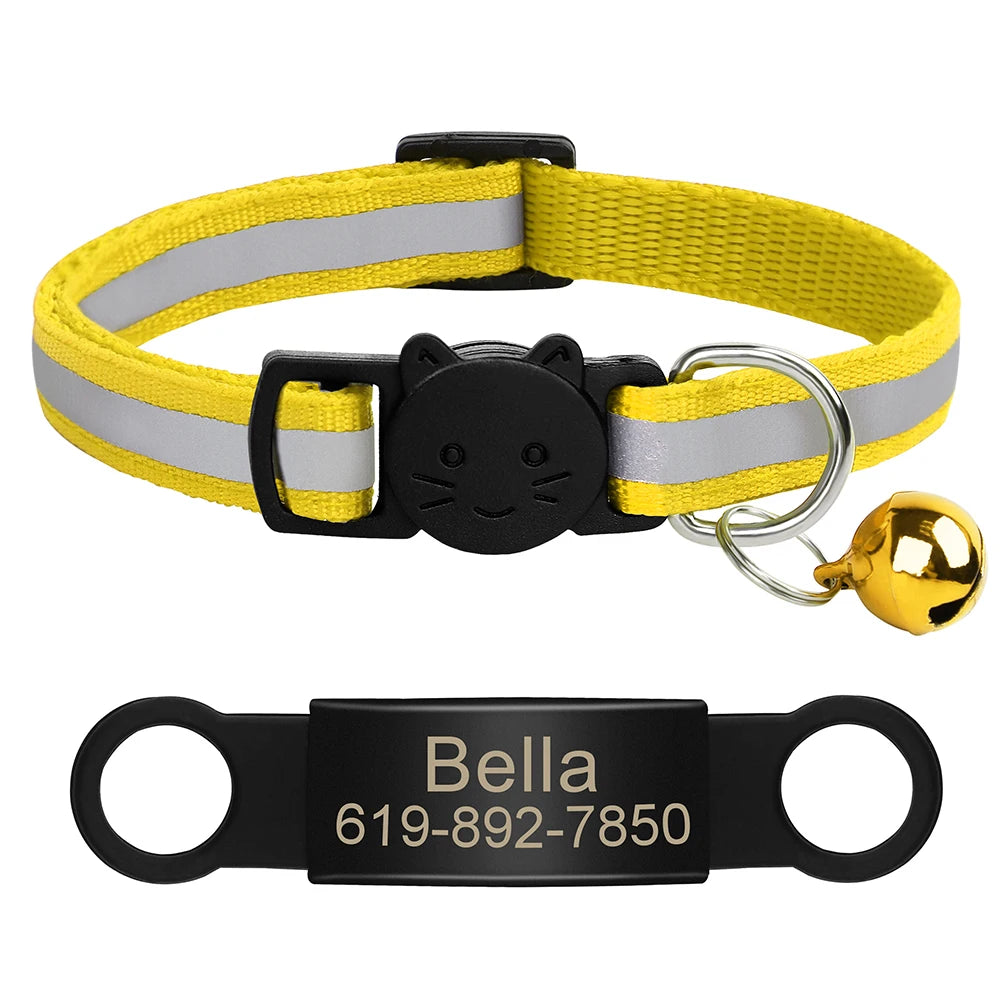 Reflective Fabric Pet Collar with Engravable ID Tag