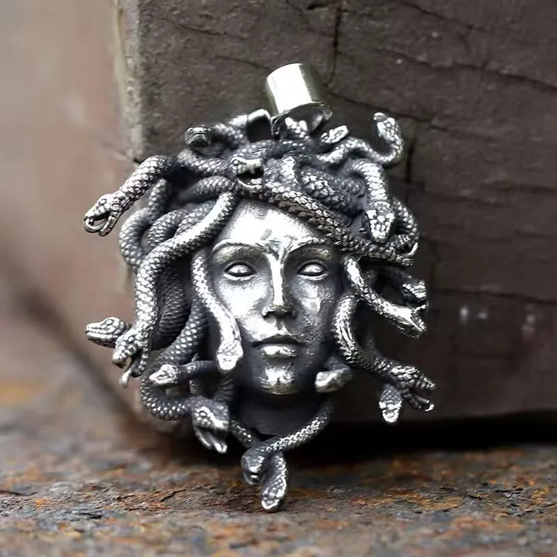 Medusa Head Snake Pendant Stainless Steel Necklace