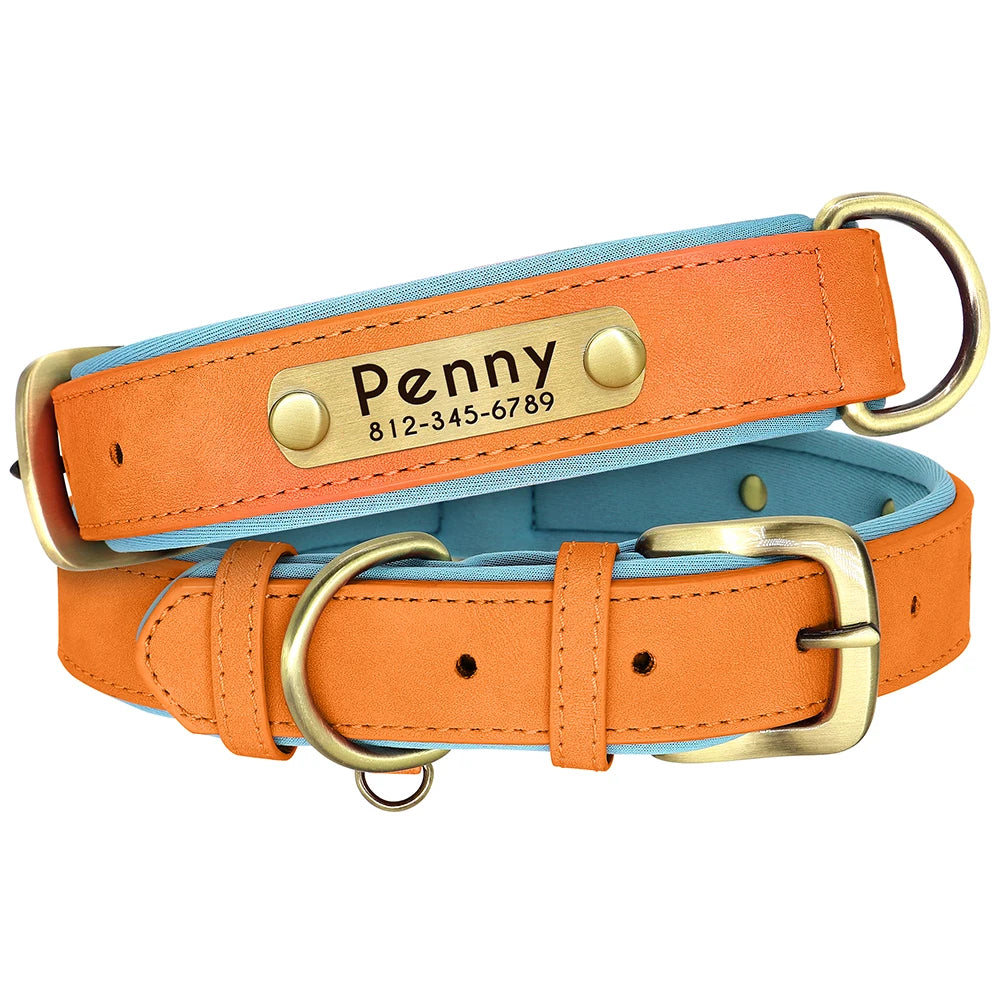 Faux Leather Adjustable Pet Collar - Customize, Engrave, Name Tag, ID Necklace