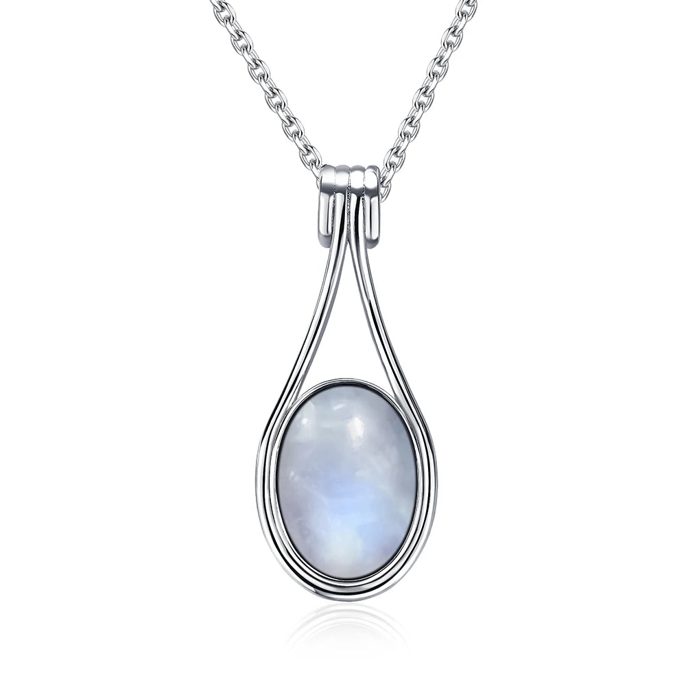 Platinum Plated Sterling Silver Pendant Natural Labradorite