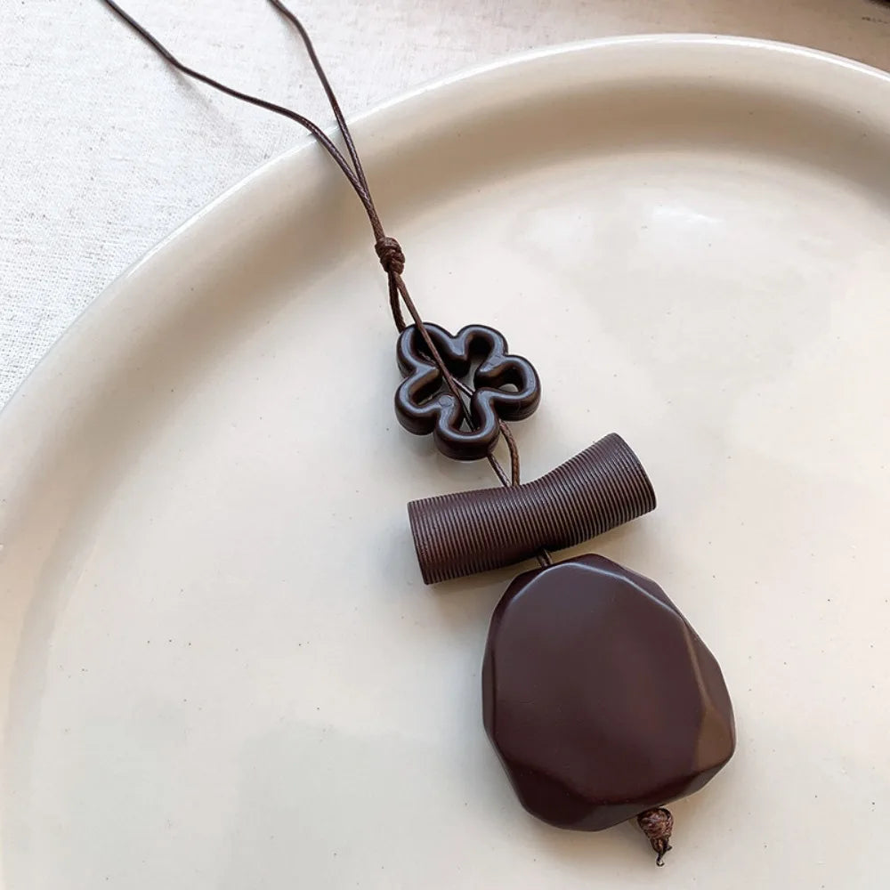 Retro Wooden Pendant Aluminum Alloy Chain Necklace Selection