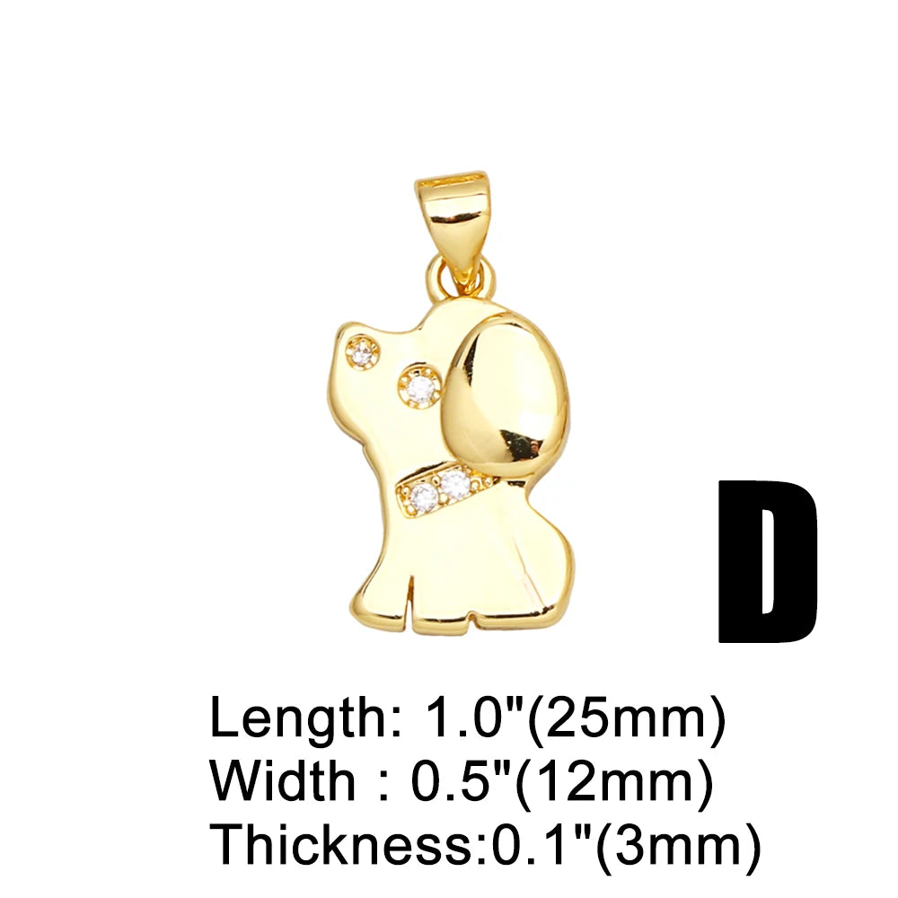 Mini Dog Theme Paw Pendant Gold Plated Copper with Cubic Zirconia Stones - Adorable, Precious