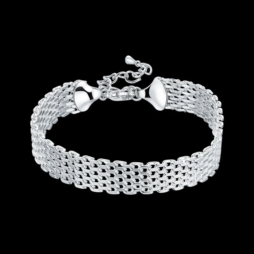 Selection of 925 Sterling Silver Bracelets Various Styles