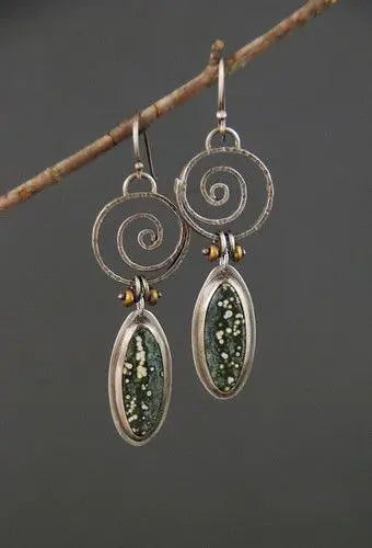 Selection of Very Unusual Boho Stone Asymmetric Dangle Alloy Earrings