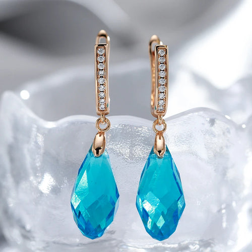 585 Rose Gold CZ Water Drop Earrings