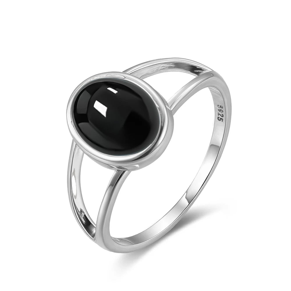 925 Sterling Silver Ring Natural 8-10mm Moonstone Ring