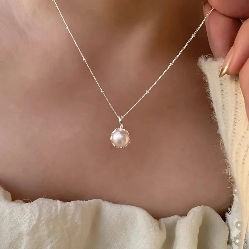 925 Sterling Silver Pearl Pendant Necklace