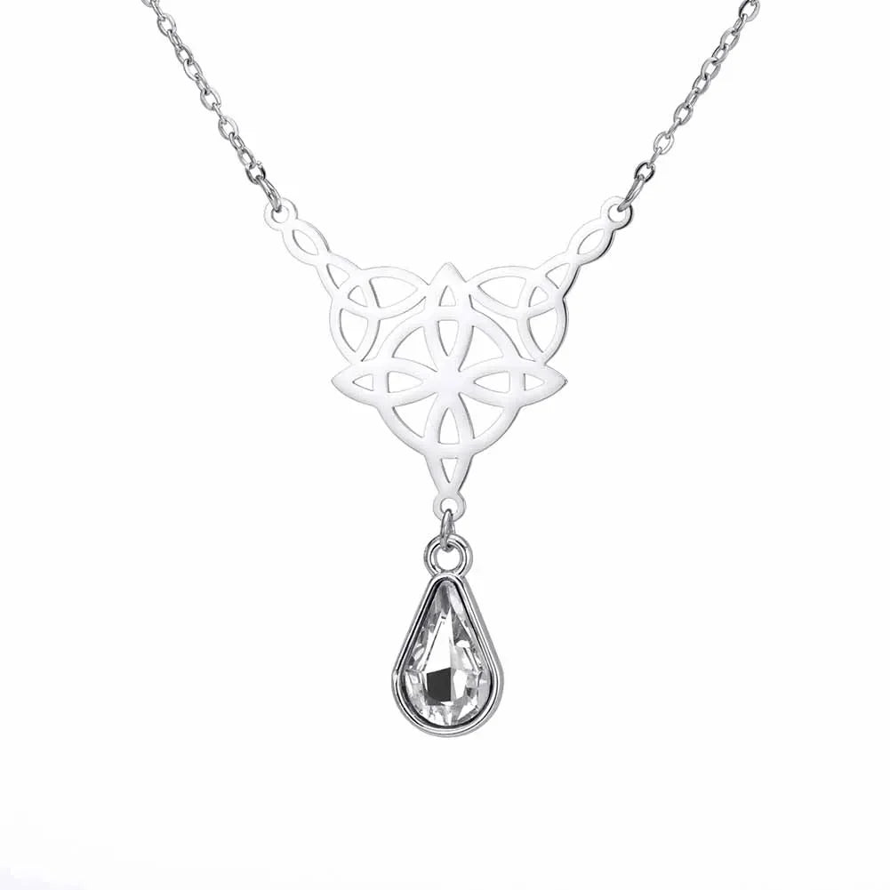 Celtic Knot Stainless Steel Drop Stone Pendant Necklace