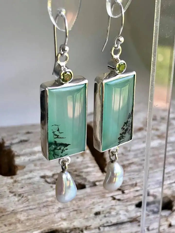 Selection of Very Unusual Boho Stone Asymmetric Dangle Alloy Earrings