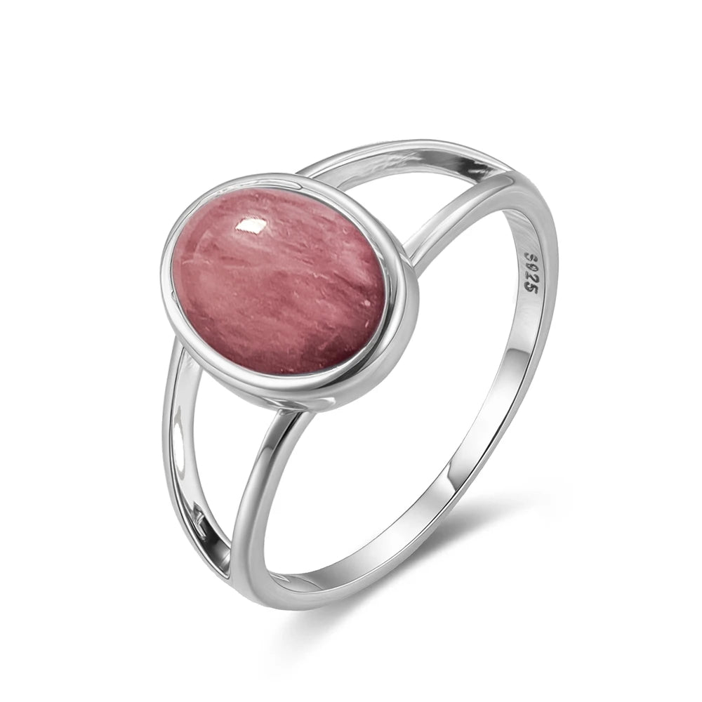 925 Sterling Silver Ring Natural 8-10mm Moonstone Ring