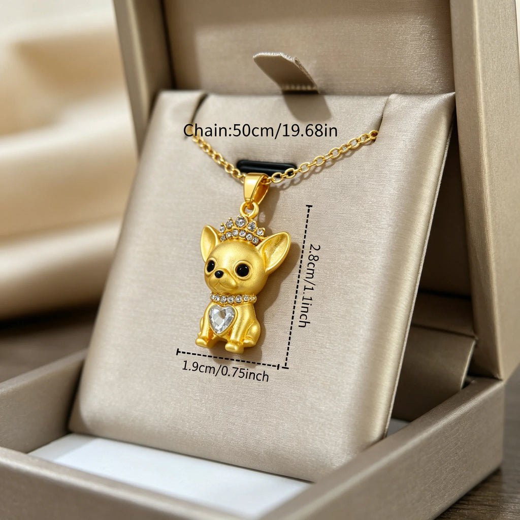 Collection of CZ Stone Dog Pendant Necklaces MANY BREEDS in Gold/Silver Tone Alloy - Choose Your Breed