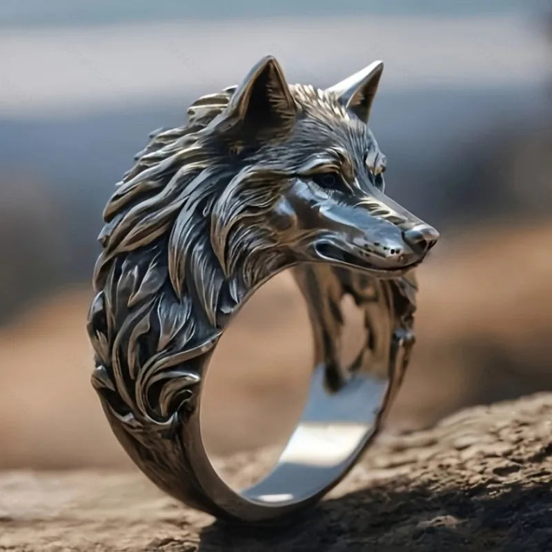 Gothic Wolf Head Stainless Steel Band Unisex Ring