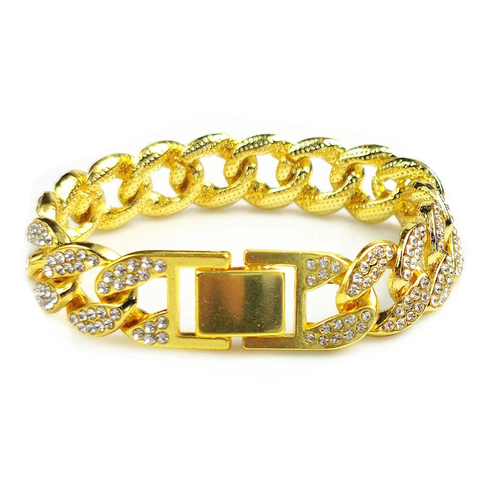 Cuban Gold Chain with Rhinestones for Dogs - Luxury, Not Adjustable