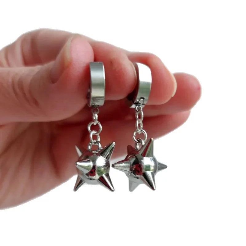 Goth Spiked Huggie Earrings – Morning Star Punk Hoops