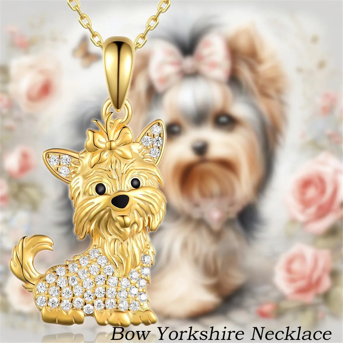 Collection of Dog Pendant Necklaces in Zinc Alloy with CZ Stones - Choose Your Favorite Breed