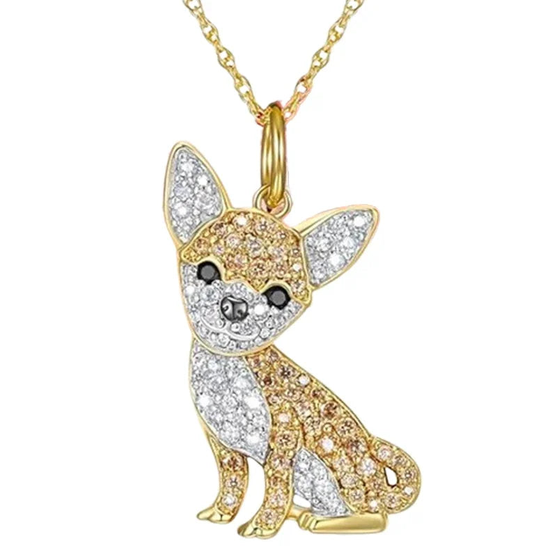 Collection of Dog Pendant Necklaces VARIOUS BREEDS Made with Zinc Alloy & CZ Diamonds