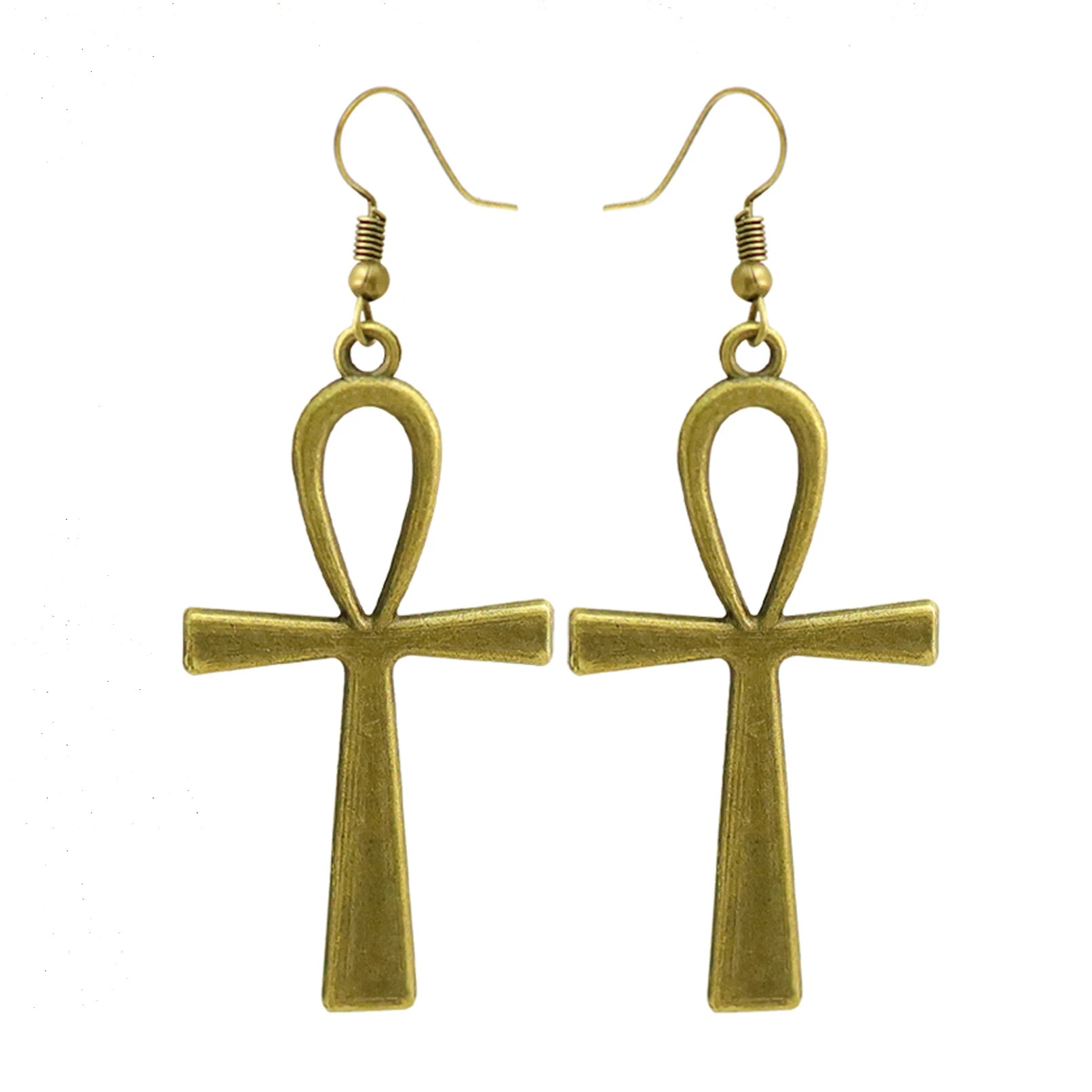 Egyptian Life Large Cross Pendant & Earrings Zinc Alloy Necklace 10x5cm