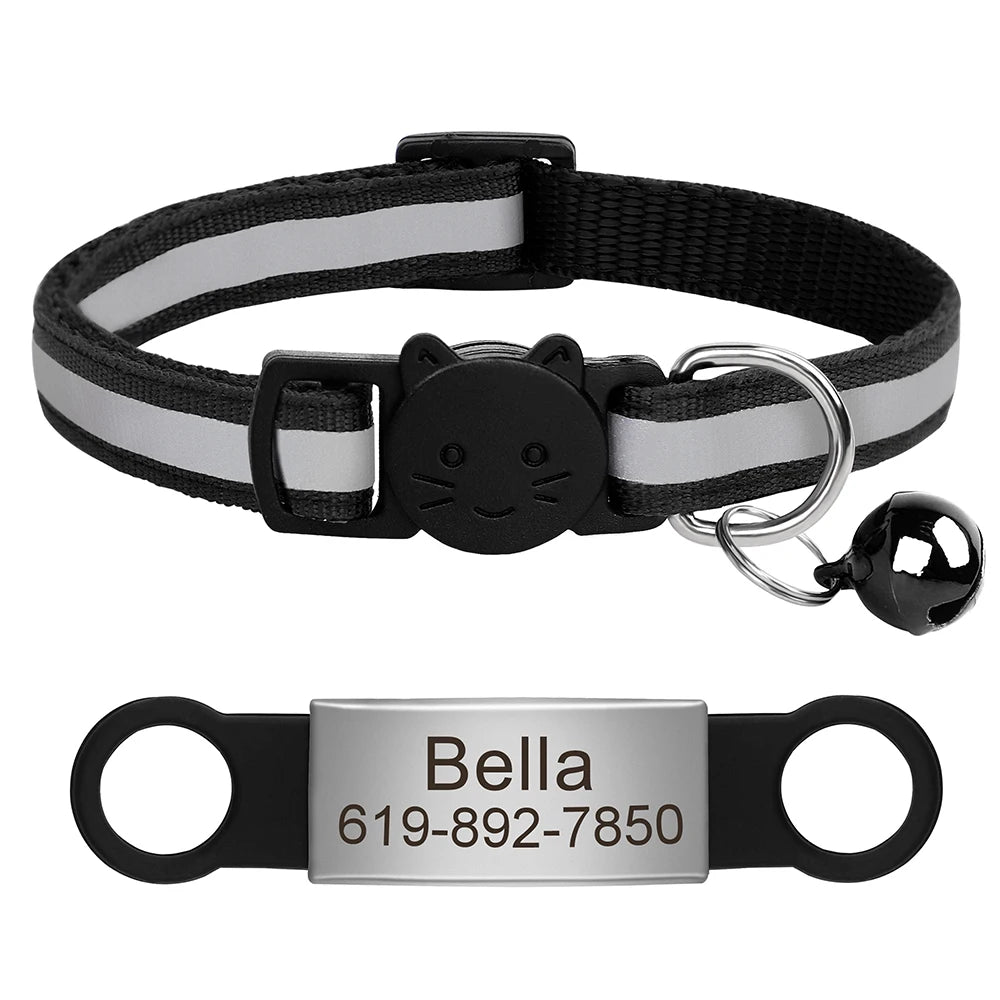 Reflective Fabric Pet Collar with Engravable ID Tag