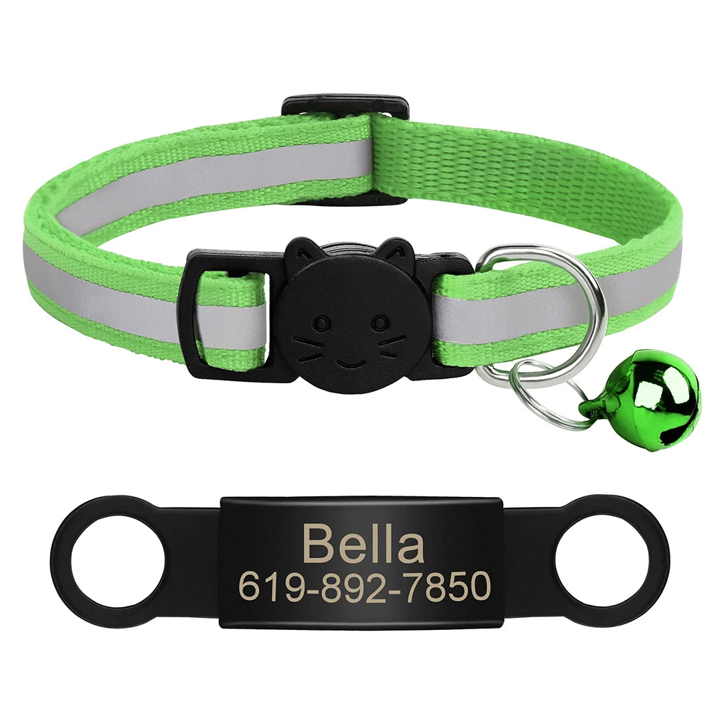 Reflective Fabric Pet Collar with Engravable ID Tag