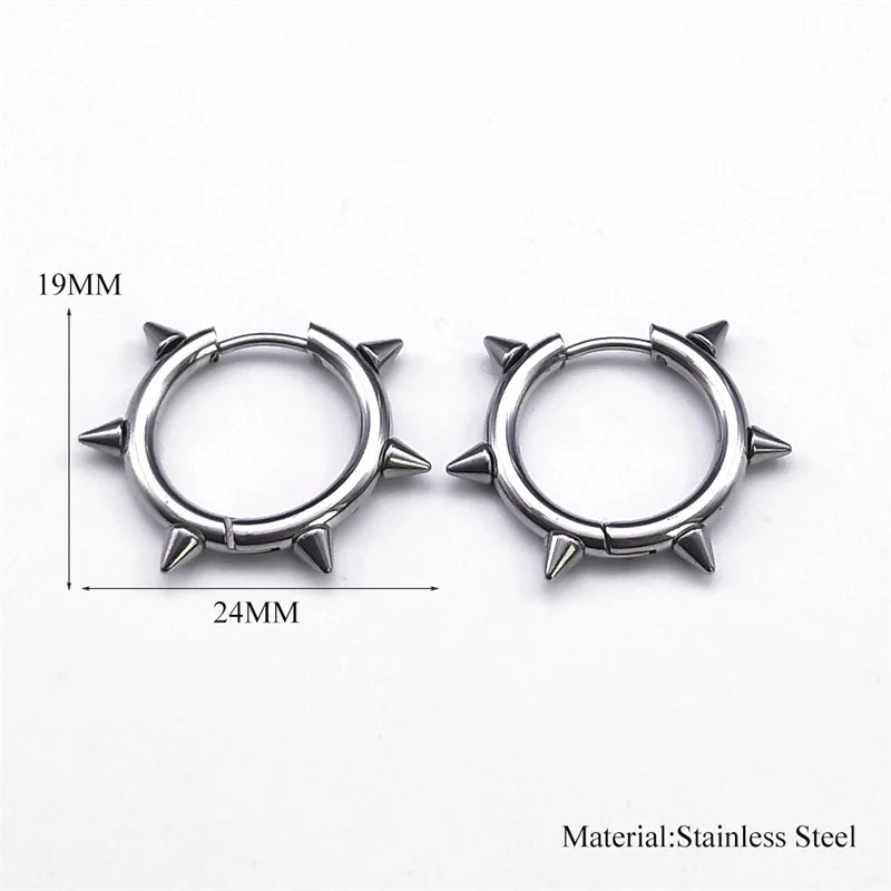 Punk Spike Rivet Goth Hoop Stainless Steel Earrings Collection