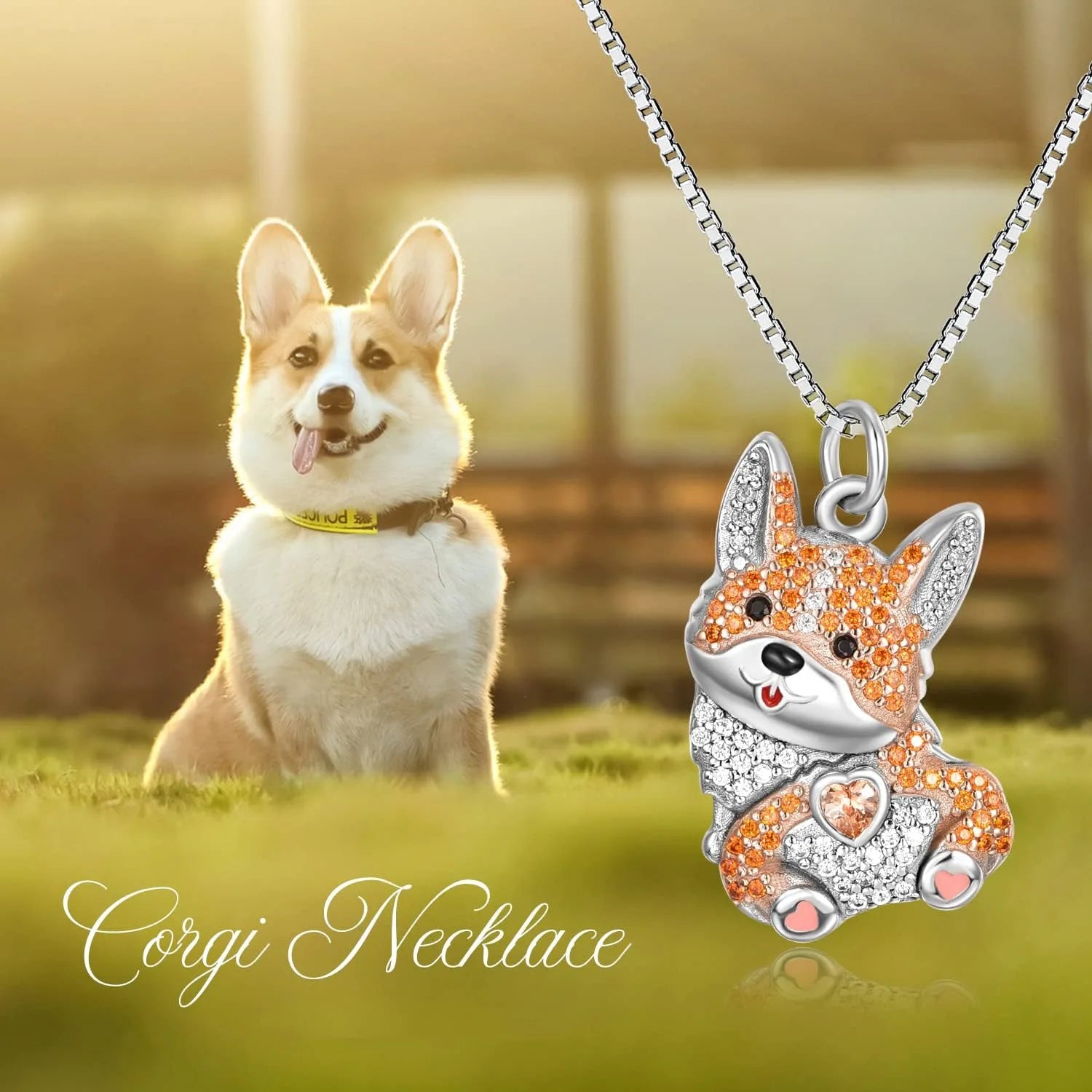 Collection of Dog Pendant Necklaces in Zinc Alloy with CZ Stones - Choose Your Favorite Breed