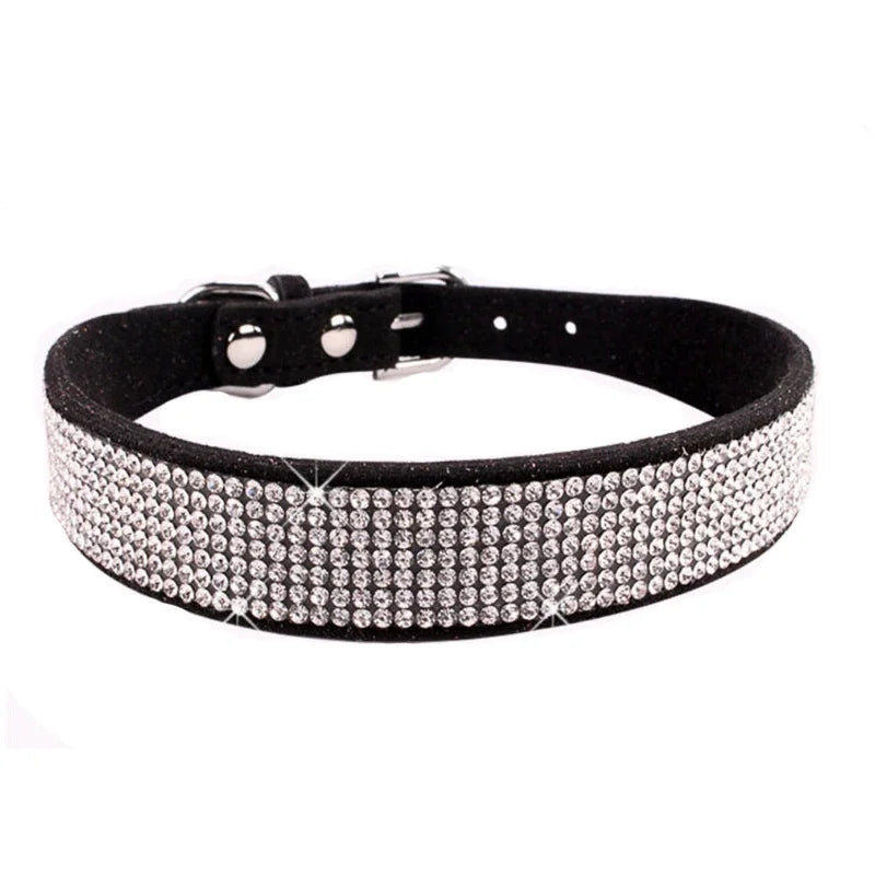 PU Leather Collars for Dogs with Zinc Alloy Buckle & Rhinestones