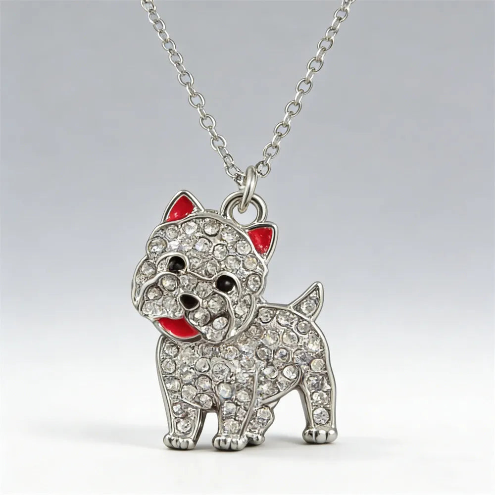 Collection of Dog Pendant Necklaces VARIOUS BREEDS Made with Zinc Alloy & CZ Diamonds