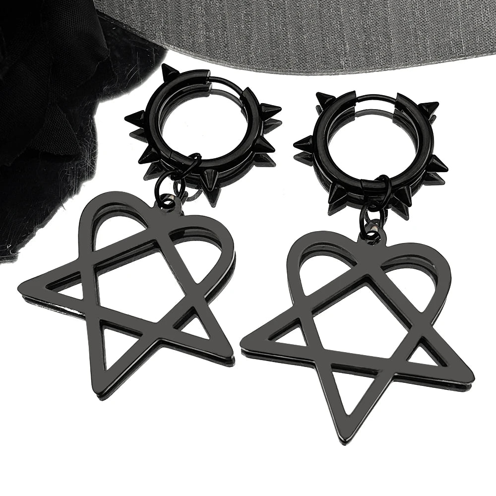 Punk Spike Rivet Goth Hoop Stainless Steel Earrings Collection