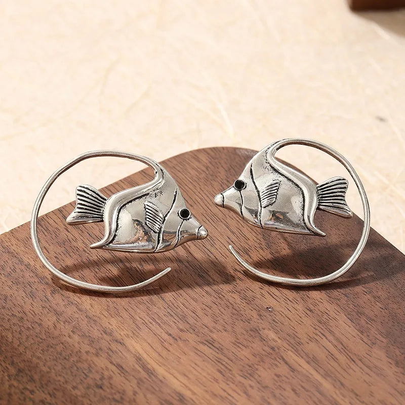 Cooper Alloy Fish Dangle Earrings