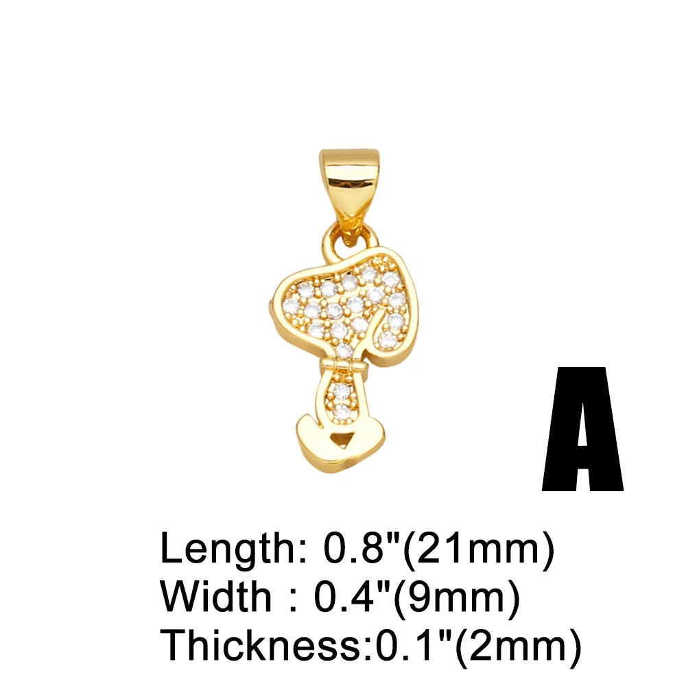 Mini Dog Theme Paw Pendant Gold Plated Copper with Cubic Zirconia Stones - Adorable, Precious