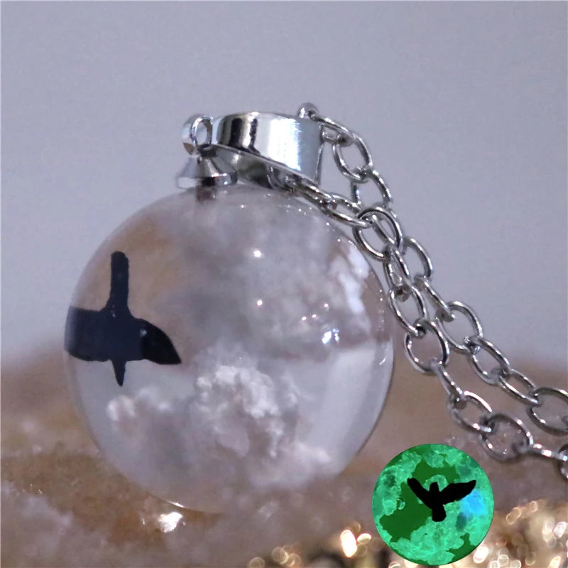 Transparent Resin Ball with Clouds Pendant Necklace in Zinc Alloy - More Styles: Half Moon, Bird