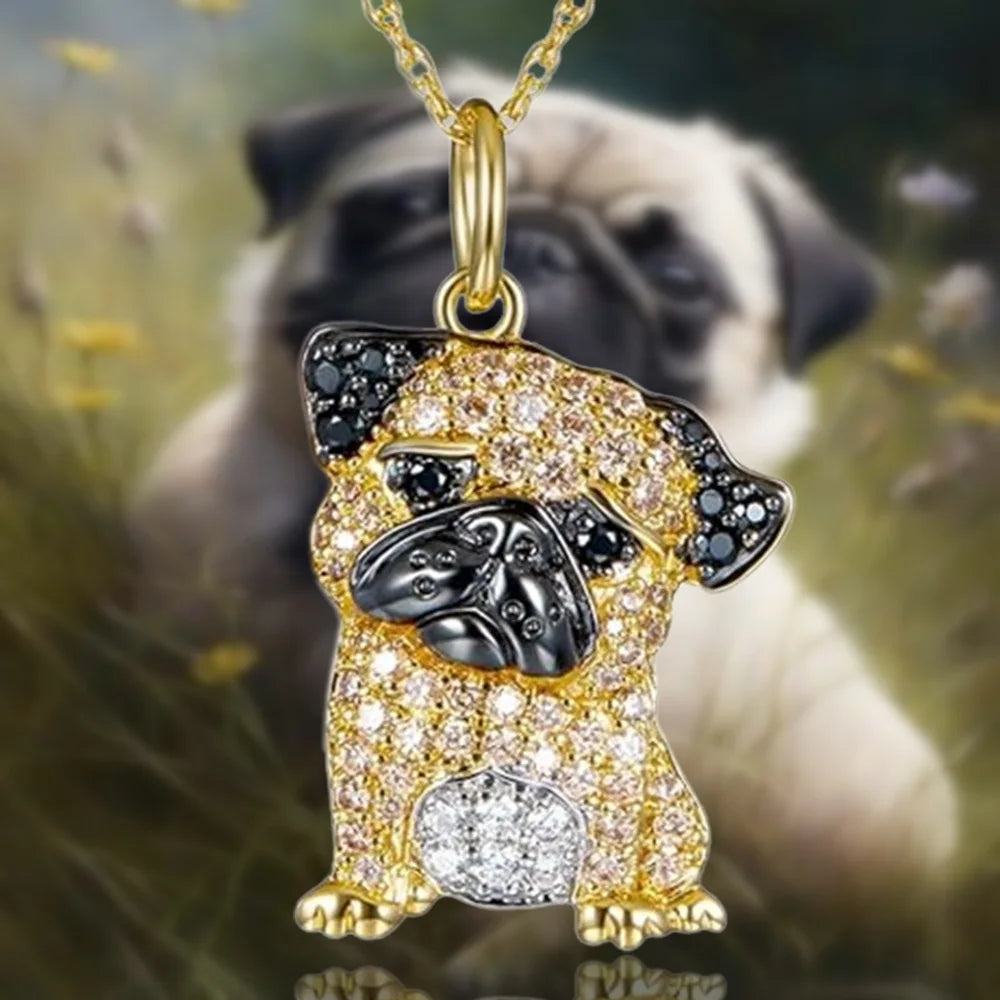Collection of Dog Pendant Necklaces in Zinc Alloy with CZ Stones - Choose Your Favorite Breed